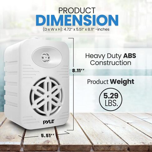 PYLE Outdoor Speakers- Waterproof Marine Grade Speakers, Universal Mounting, Heavy Duty ABS Construction- Boat, Patio, Pool, Indoor Outdoor Use- Black in Kuwait
