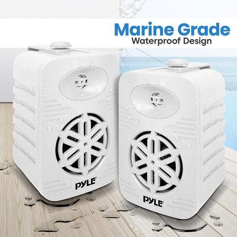 PYLE Outdoor Speakers- Waterproof Marine Grade Speakers, Universal Mounting, Heavy Duty ABS Construction- Boat, Patio, Pool, Indoor Outdoor Use- Black in Kuwait