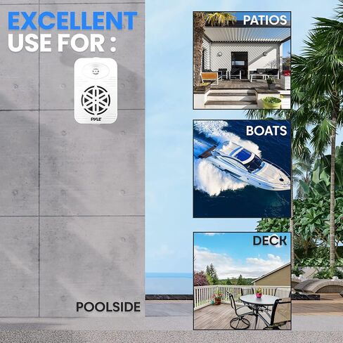 PYLE Outdoor Speakers- Waterproof Marine Grade Speakers, Universal Mounting, Heavy Duty ABS Construction- Boat, Patio, Pool, Indoor Outdoor Use- Black in Kuwait