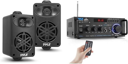 PYLE Outdoor Speakers- Waterproof Marine Grade Speakers, Universal Mounting, Heavy Duty ABS Construction- Boat, Patio, Pool, Indoor Outdoor Use- Black in Kuwait