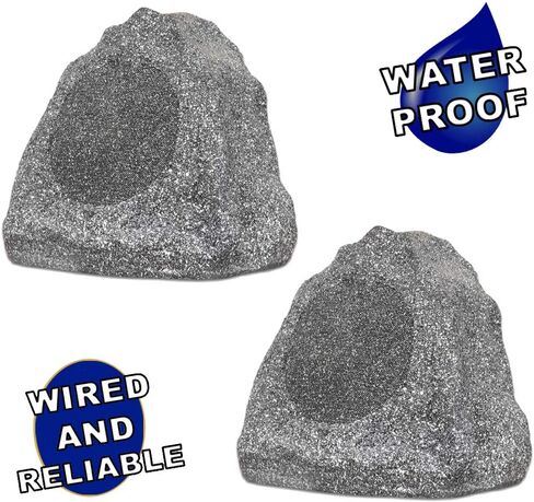 Theater Solutions 2R8G Outdoor Granite 8" Rock 2 Speaker Set for Deck Pool Spa Yard Garden in Saudi Arabia