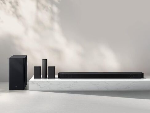 سامسونج HW-Q910B 9.1.2ch Soundbar مع Wireless Dolby Atmos، DTS:X، مكبرات صوت خلفية، Q Symphony، مساعد صوت مدمج، صوت SpaceFit، Airplay 2، صوت متكيف، وضع Game Pro، Alexa مدمج، 2022 in Kuwait