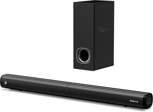 2.1 Compact Sound Bars for TV with Subwoofer, HDMI ARC/Bluetooth 5.0/Optical/AUX/RCA Connection, Remote Control, Adjustable Bass, Wall Mountable – P15, 140W, 16 inch, Black in Kuwait