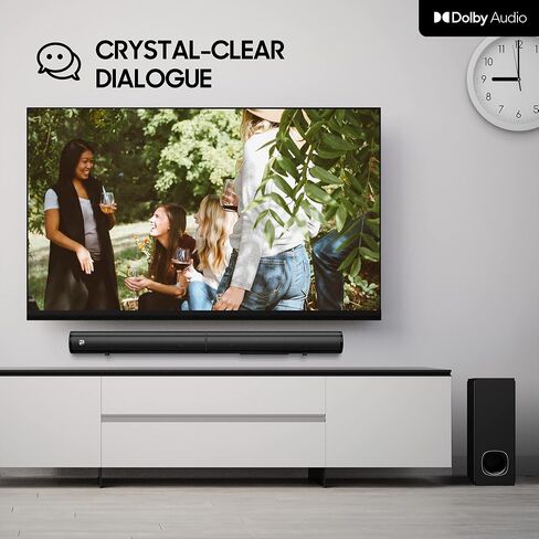2.1 Compact Sound Bars for TV with Subwoofer, HDMI ARC/Bluetooth 5.0/Optical/AUX/RCA Connection, Remote Control, Adjustable Bass, Wall Mountable – P15, 140W, 16 inch, Black in Kuwait