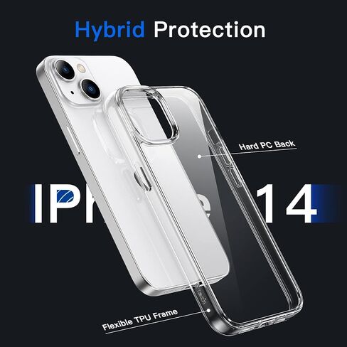 JETech Case for iPhone 14 6.1-Inch, Non-Yellowing Shockproof Phone Bumper Cover, Anti-Scratch Clear Back (Black) in Saudi Arabia