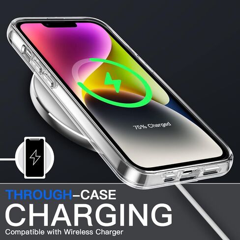 JETech Case for iPhone 14 6.1-Inch, Non-Yellowing Shockproof Phone Bumper Cover, Anti-Scratch Clear Back (Black) in Saudi Arabia