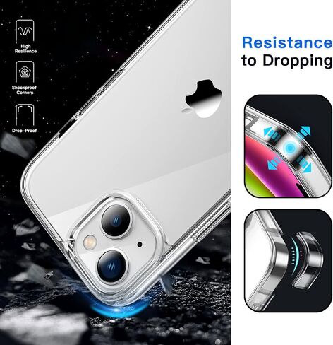 JETech Case for iPhone 14 6.1-Inch, Non-Yellowing Shockproof Phone Bumper Cover, Anti-Scratch Clear Back (Black) in Saudi Arabia