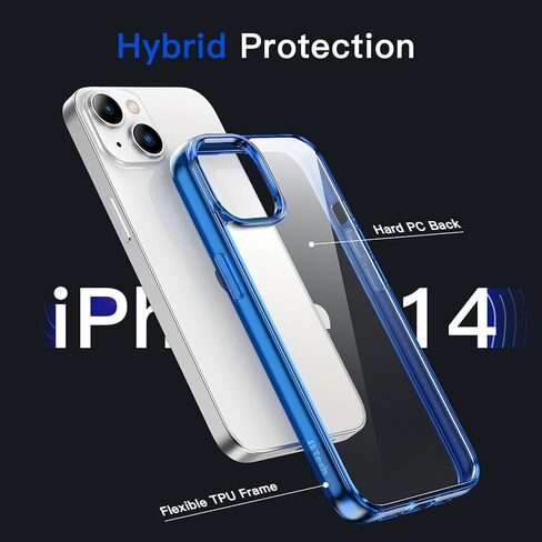 JETech Case for iPhone 14 6.1-Inch, Non-Yellowing Shockproof Phone Bumper Cover, Anti-Scratch Clear Back (Black) in Saudi Arabia