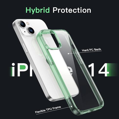 JETech Case for iPhone 14 6.1-Inch, Non-Yellowing Shockproof Phone Bumper Cover, Anti-Scratch Clear Back (Black) in Saudi Arabia