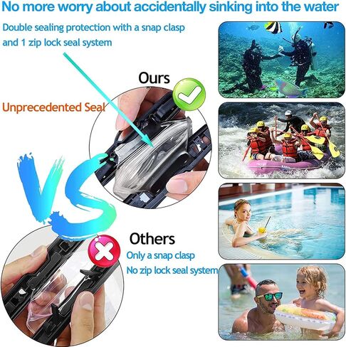 AiRunTech XL Waterproof Phone Pouch,Double Seal Floating Phone Case for Swimming Kayak Paddle Board,Protector iPhone 17 16 15 14 13, River Lake Canoe Boating Beach Accessories(Iridescent Pink+Black) in Kuwait