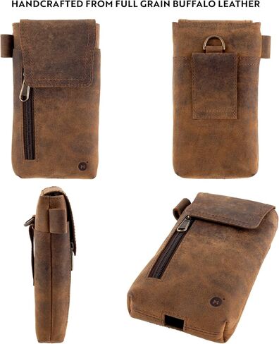 Moonster Leather Phone Holster – Genuine Full-Grain Leather for iPhone 17/16/15/14 Pro Max & Plus, Galaxy S25/S24 Ultra – Slim Belt Clip Phone Pouch with Magnetic Closure, Fits Thick Cases – 7" x 3.5" in Kuwait