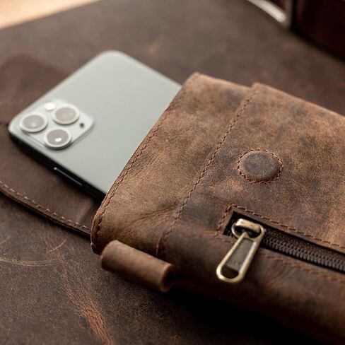 Moonster Leather Phone Holster – Genuine Full-Grain Leather for iPhone 17/16/15/14 Pro Max & Plus, Galaxy S25/S24 Ultra – Slim Belt Clip Phone Pouch with Magnetic Closure, Fits Thick Cases – 7" x 3.5" in Kuwait