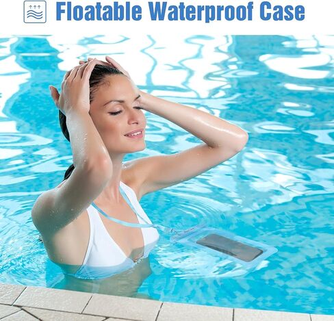 ProCase 2 Pack حقيبة هاتف عائمة مقاومة للماء، حقيبة جافة IPX8 للهواتف مقاس 7 بوصات | تناسب iPhone 17/16/15/14 وGalaxy S24/S23 وPixel 8/7. حقيبة مقاومة للماء تعمل باللمس للسباحة والغوص والثلج - أسود in Kuwait