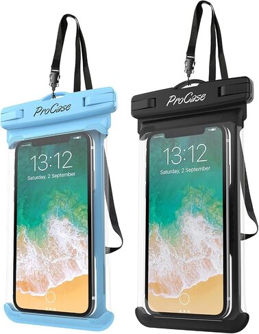 ProCase 2 Pack Waterproof Phone Pouch for Swimming, Underwater Phone Case Up to 7", Dry Bag for iPhone 15 14 13 Pro Max, Galaxy S24 S23 S22 Ultra Pixel, Beach Essentials -Black in Saudi Arabia