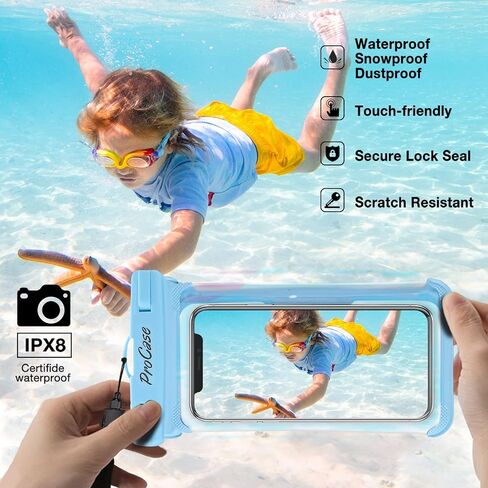ProCase 2 Pack Waterproof Phone Pouch for Swimming, Underwater Phone Case Up to 7", Dry Bag for iPhone 15 14 13 Pro Max, Galaxy S24 S23 S22 Ultra Pixel, Beach Essentials -Black in Saudi Arabia