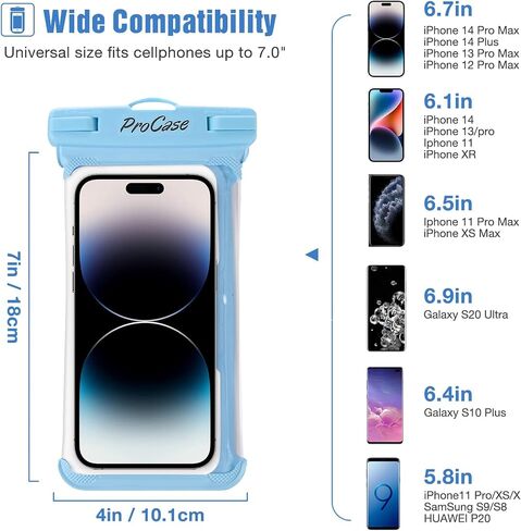ProCase 2 Pack Waterproof Phone Pouch for Swimming, Underwater Phone Case Up to 7", Dry Bag for iPhone 15 14 13 Pro Max, Galaxy S24 S23 S22 Ultra Pixel, Beach Essentials -Black in Saudi Arabia