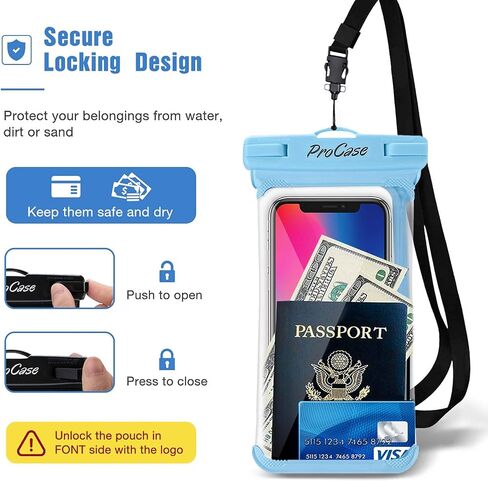 ProCase 2 Pack Waterproof Phone Pouch for Swimming, Underwater Phone Case Up to 7", Dry Bag for iPhone 15 14 13 Pro Max, Galaxy S24 S23 S22 Ultra Pixel, Beach Essentials -Black in Saudi Arabia
