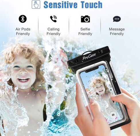 ProCase 2 Pack Waterproof Phone Pouch for Swimming, Underwater Phone Case Up to 7", Dry Bag for iPhone 15 14 13 Pro Max, Galaxy S24 S23 S22 Ultra Pixel, Beach Essentials -Black in Saudi Arabia