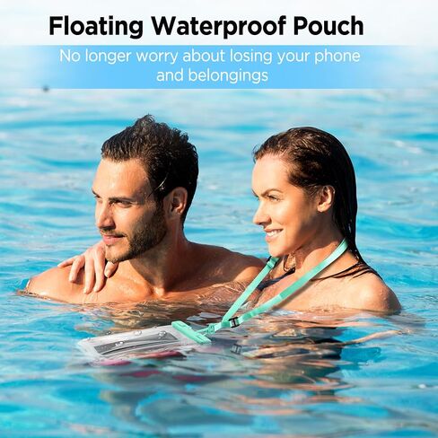 CACOE Floatable Waterproof Phone Pouch 2 Pack Up to 7.0",Black+Green | Floatable, IPX8 Waterproof Phone Case,Adjustable Lanyard,Dry Bags for Beach/Cruise/Travel/Camping/Kayak/Vacation Essentials in Saudi Arabia