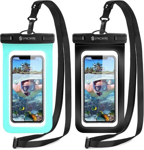 SYNCWIRE Waterproof Phone Pouch [2-Pack] - Universal IPX8 Waterproof Phone Case Dry Bag with Lanyard Compatible with iPhone 15 14 13 12 11 Pro XS MAX XR X Samsung S23 S22 S20 More Up to 7 Inches in Saudi Arabia