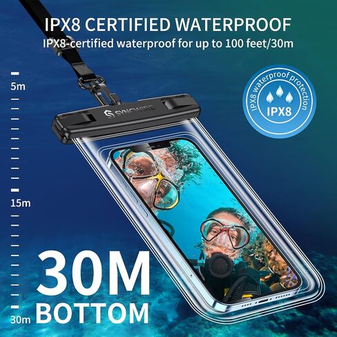 SYNCWIRE Waterproof Phone Pouch [2-Pack] - Universal IPX8 Waterproof Phone Case Dry Bag with Lanyard Compatible with iPhone 15 14 13 12 11 Pro XS MAX XR X Samsung S23 S22 S20 More Up to 7 Inches in Saudi Arabia