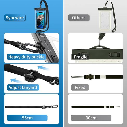 SYNCWIRE Waterproof Phone Pouch [2-Pack] - Universal IPX8 Waterproof Phone Case Dry Bag with Lanyard Compatible with iPhone 15 14 13 12 11 Pro XS MAX XR X Samsung S23 S22 S20 More Up to 7 Inches in Saudi Arabia