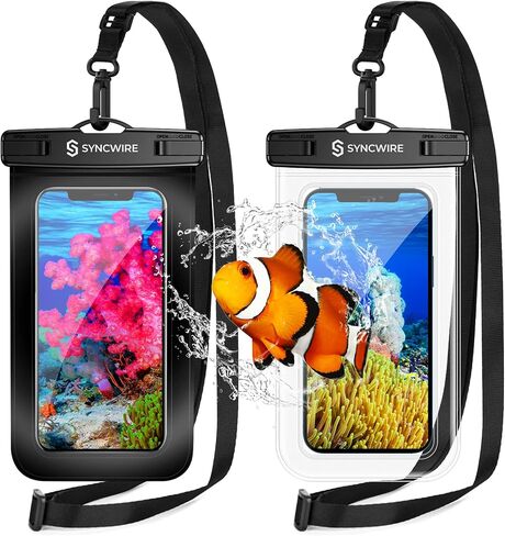 SYNCWIRE Waterproof Phone Pouch [2-Pack] - Universal IPX8 Waterproof Phone Case Dry Bag with Lanyard Compatible with iPhone 15 14 13 12 11 Pro XS MAX XR X Samsung S23 S22 S20 More Up to 7 Inches in Saudi Arabia
