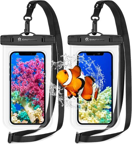 SYNCWIRE Waterproof Phone Pouch [2-Pack] - Universal IPX8 Waterproof Phone Case Dry Bag with Lanyard Compatible with iPhone 15 14 13 12 11 Pro XS MAX XR X Samsung S23 S22 S20 More Up to 7 Inches in Saudi Arabia