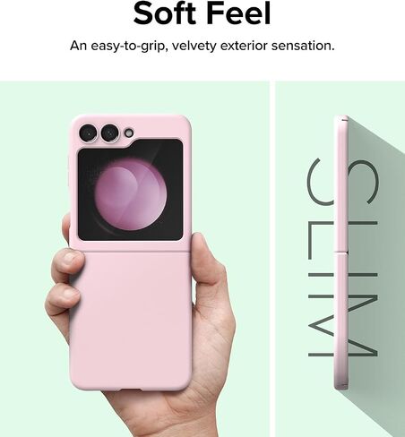 Ringke Slim [Minimalist Fit] Compatible with Samsung Galaxy Z Flip 5 Case for Women and Men, Simple Modern Sleek Design, Protective Sturdy Solid 5G Cover with Lanyard Hole - Black in Saudi Arabia