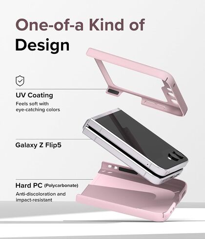 Ringke Slim [Minimalist Fit] Compatible with Samsung Galaxy Z Flip 5 Case for Women and Men, Simple Modern Sleek Design, Protective Sturdy Solid 5G Cover with Lanyard Hole - Black in Saudi Arabia