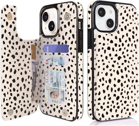 uCOLOR for iPhone 13/14 Wallet Case with Card Holder Navy Flowers | PU Leather RFID Blocking for Women Men Magnetic Clasp Kickstand 6.1 in Kuwait