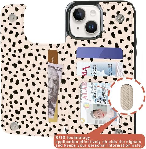 uCOLOR for iPhone 13/14 Wallet Case with Card Holder Navy Flowers | PU Leather RFID Blocking for Women Men Magnetic Clasp Kickstand 6.1 in Kuwait