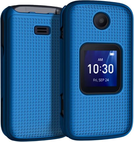 حافظة لهاتف Alcatel Go Flip 4 / TCL Flip Pro، غطاء حماية صلب نحيف للهاتف Nakedcellphone مع نسيج شبكي - برتقالي ساطع in Kuwait