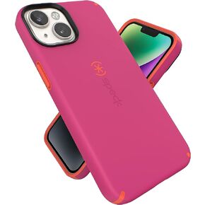 حافظة Speck iPhone 14 وiPhone 13 - حافظة هاتف نحيفة مع حماية من السقوط، مقاومة للخدش مع لمسة ناعمة لأجهزة iPhone 6.1 بوصة - حافظة مزدوجة الطبقات، وردي رقمي/أحمر طاقة CandyShell Pro in Kuwait