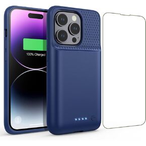 Feob Battery Case for iPhone 14 Pro(6.1inch),Powerful 7200mAh Ultra-Slim Battery Charging Case,Rechargeable Protective Extended Battery Charger Case for iPhone 14 Pro Black