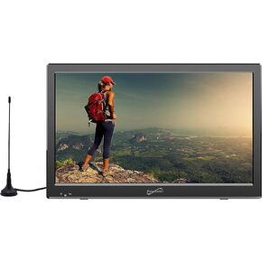 تلفزيون LED بشاشة عريضة محمولة مقاس 13 بوصة من Supersonic SC-2813 مع مدخلات USB/SD وHDMI وراديو FM وبطارية قابلة لإعادة الشحن وAC/DC متوافق مع المنزل والمركبات الترفيهية والقوارب والتخييم in Kuwait