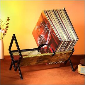 HOYRR Record Holder,Vinyl Record Holder,Vinyl Record Storage,Record Holder Wood and Iron,Record Holder can Hold 90-100 Vinyl Storage,A vinyl Record Organizer that can be Accessed at any Time. in Kuwait