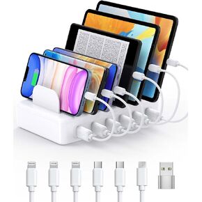محطة شحن متعددة 50 وات، 6 منافذ، قاعدة شحن USB لأجهزة متعددة in Kuwait