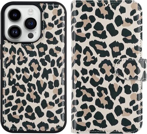 for iPhone 14 Wallet Case,Detachable Flip Folio Cover RFID Blocking 4 Card Slots Holder Premium PU Leather Magnetic Kickstand Shockproof Protective Phone Case for iPhone 14 6.1" Black Color in Saudi Arabia