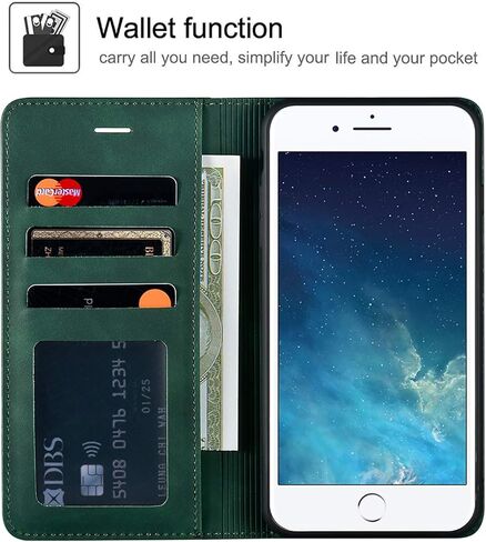 QLTYPRI iPhone 6 Plus 6S Plus Case, Premium PU Leather Cover TPU Bumper with Card Holder Kickstand Hidden Magnetic Adsorption Shockproof Flip Wallet Case for iPhone 6 Plus 6S Plus - Black in Kuwait