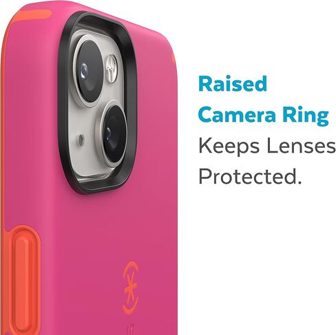 حافظة Speck iPhone 14 وiPhone 13 - حافظة هاتف نحيفة مع حماية من السقوط، مقاومة للخدش مع لمسة ناعمة لأجهزة iPhone 6.1 بوصة - حافظة مزدوجة الطبقات، وردي رقمي/أحمر طاقة CandyShell Pro in Kuwait