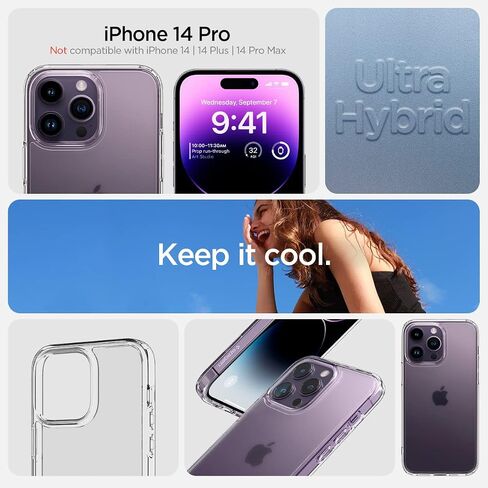 Spigen Ultra Hybrid Designed for iPhone 14 Pro Case (2022) [Anti-Yellowing], [Military-Grade Protection] - Abyss Green in Kuwait