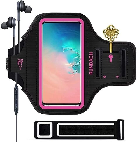 Armband for Samsung Galaxy S24/S23/S22/S21/S20/S10/S9/S8 up to 6.2", Water Resistant Running Exercise Gym Bag with Card Slot and Key Holder (Black) in Saudi Arabia