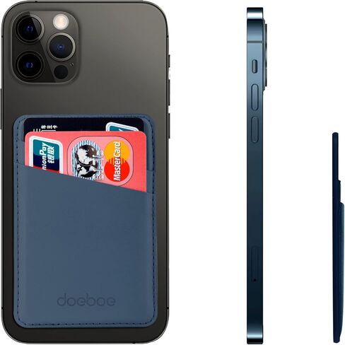 دوب حامل بطاقات جوال من الجلد لظهر الموبايل، حافظة بطاقات الائتمان تلتصق على الهاتف الخلوي، حافظة محفظة جوال لاصقة قوية، متوافقة مع ايفون وسامسونج واندرويد وجميع الهواتف الذكية (ازرق) in Kuwait