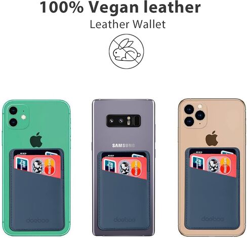 دوب حامل بطاقات جوال من الجلد لظهر الموبايل، حافظة بطاقات الائتمان تلتصق على الهاتف الخلوي، حافظة محفظة جوال لاصقة قوية، متوافقة مع ايفون وسامسونج واندرويد وجميع الهواتف الذكية (ازرق) in Kuwait