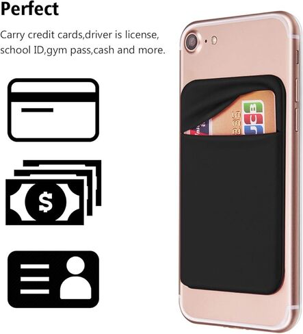 OBVIS جيب الهاتف الخليوي حامل بطاقة ذاتية اللصق عصا على كم المحفظة مع بطاقة RFID لاصقة معرف بطاقة الائتمان بطاقة الصراف الآلي حامل بطاقة آيفون أندرويد 2 حزمة أسود in Kuwait