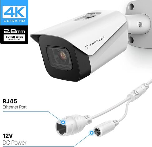 كاميرا Amcrest UltraHD 4K (8MP) خارجية للأمان IP POE، رؤية ليلية 98 قدمًا، عدسة 2.8 مم، مقاومة للطقس IP67، تسجيل MicroSD بسعة 256 جيجابايت، أسود (IP8M-2496EB-V2) in Saudi Arabia
