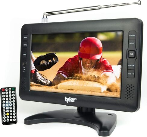 شاشة تلفزيون LCD محمولة مقاس 9 بوصات من تايلر، تعمل ببطارية قابلة لإعادة الشحن، تلفزيون عالي الدقة، USB، بطاقة SD، تيار متردد/تيار مستمر، جهاز تحكم عن بعد مدمج صغير لسفر الأطفال بالسيارة in Saudi Arabia