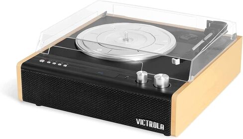 Victrola Eastwood 3-Speed Bluetooth Turntable, Black & Victrola Wooden Stand for Wooden Music Centers with Record Holder Shelf, Black & Victrola Wooden Record Crate, Black in Kuwait