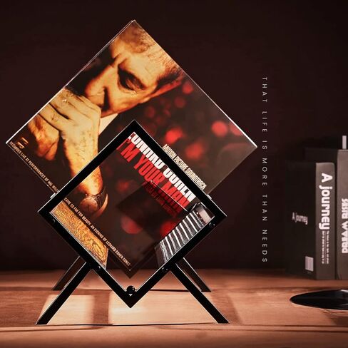 HOYRR Record Holder,Vinyl Record Holder,Vinyl Record Storage,Record Holder Wood and Iron,Record Holder can Hold 90-100 Vinyl Storage,A vinyl Record Organizer that can be Accessed at any Time. in Kuwait